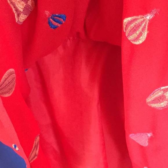 Nishe Red dress with multicolor embroidered hot air balloons & Peter Pan collar - Picture 8 of 15